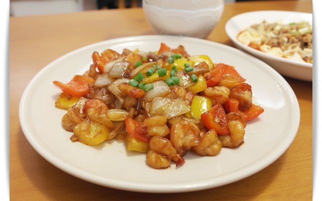 雙椒炒蝦仁~~好鮮豔!!