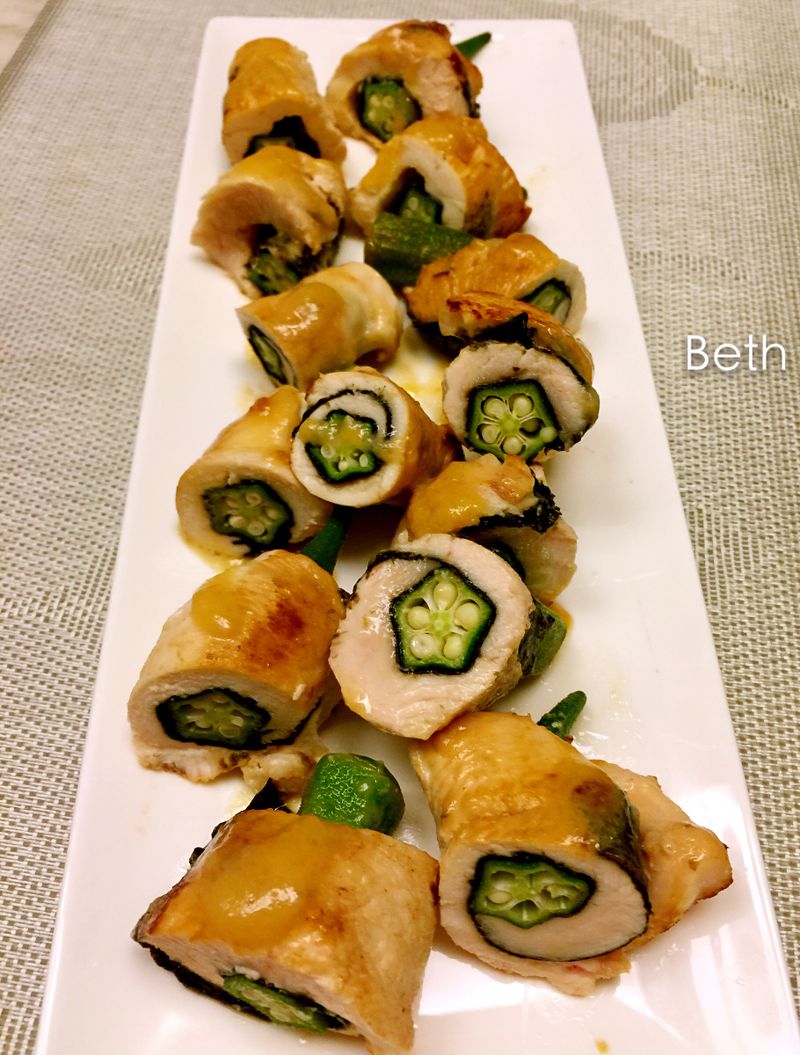 味增雞肉秋葵卷