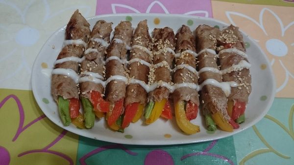 三色豬肉卷