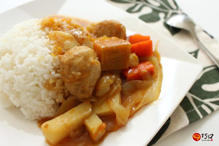 南瓜貢丸咖哩飯(電鍋料理)