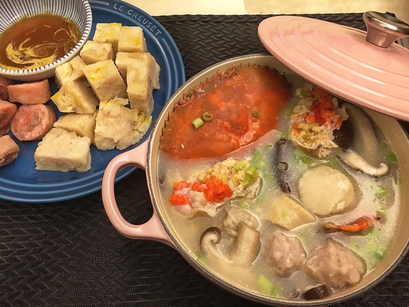 紅蟳干貝粥