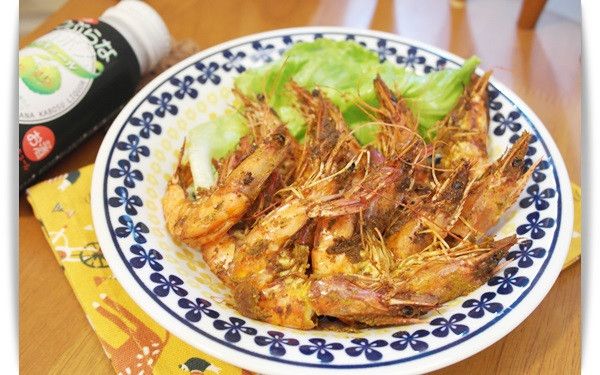 咖哩烤蝦 - 辛香料入味，好涮嘴!!