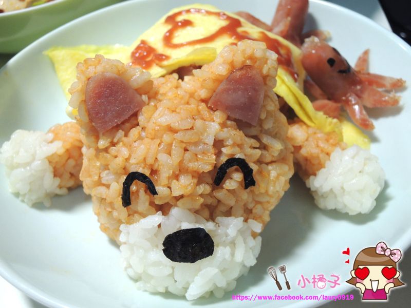 狗狗造型香腸蛋包飯 (我的愛心料理♡)