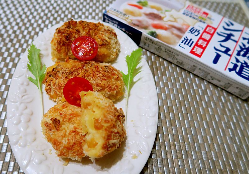 鮮蝦地瓜奶油可樂餅【好侍北海道白醬料理】