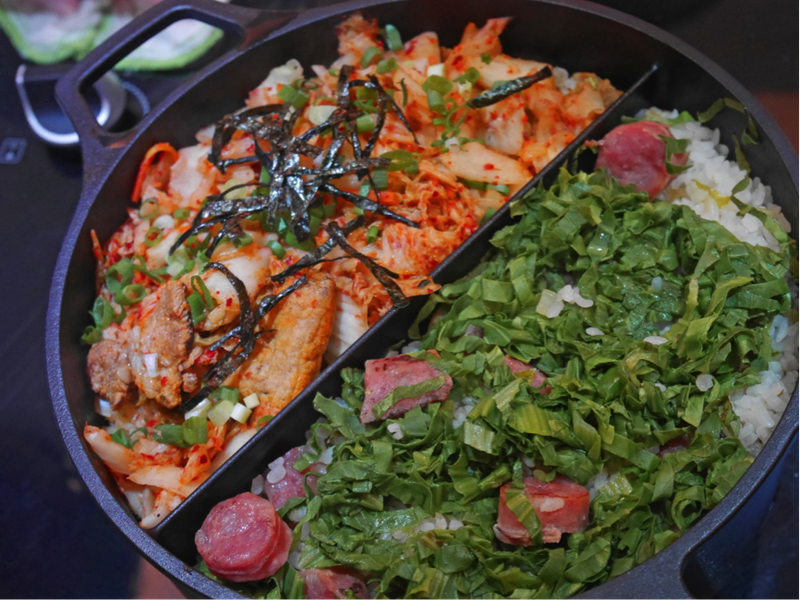 鴛鴦雙色菜飯