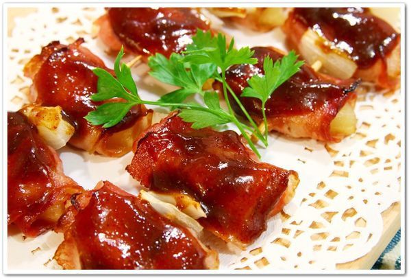 小烤箱料理 鳳梨培根烤肉串