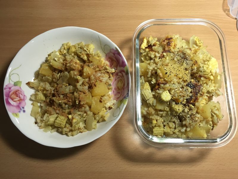 電鍋版肉桂蘋果蛋炒飯