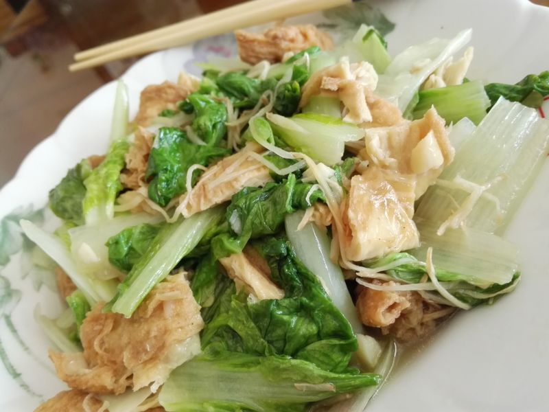 小白菜炒豆包