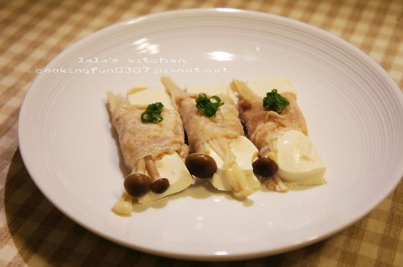 [零油煙]蒸野菇豆腐肉片卷佐柚子醬油