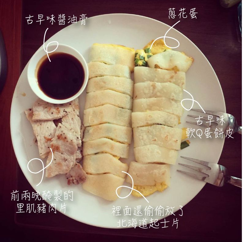 古早味蔥花起士蛋餅 香煎里肌豬肉片
