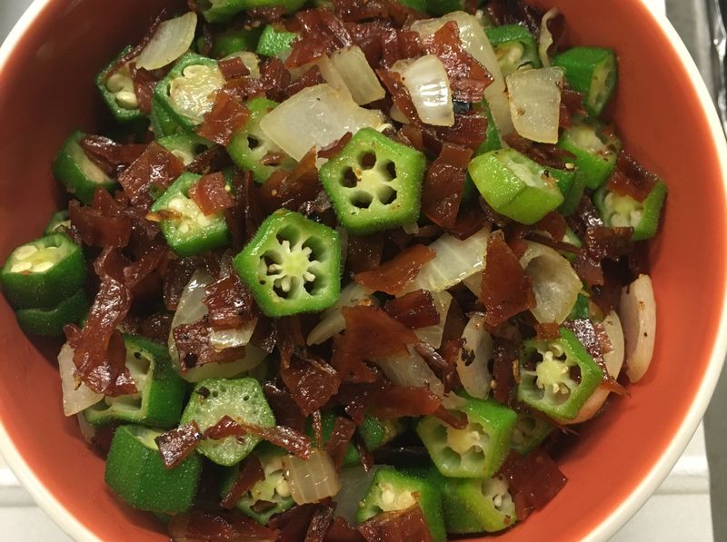 秋葵甜炒豬肉紙