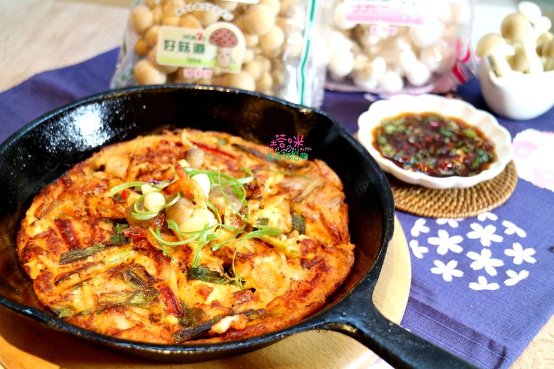 櫻花蝦泡菜菇菇煎餅【好菇道美味家廚】