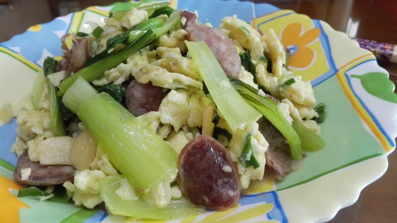 青江菜香腸嫩蛋