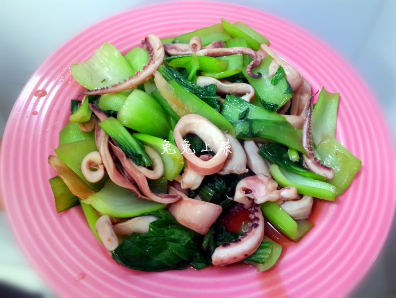 青江菜炒透抽