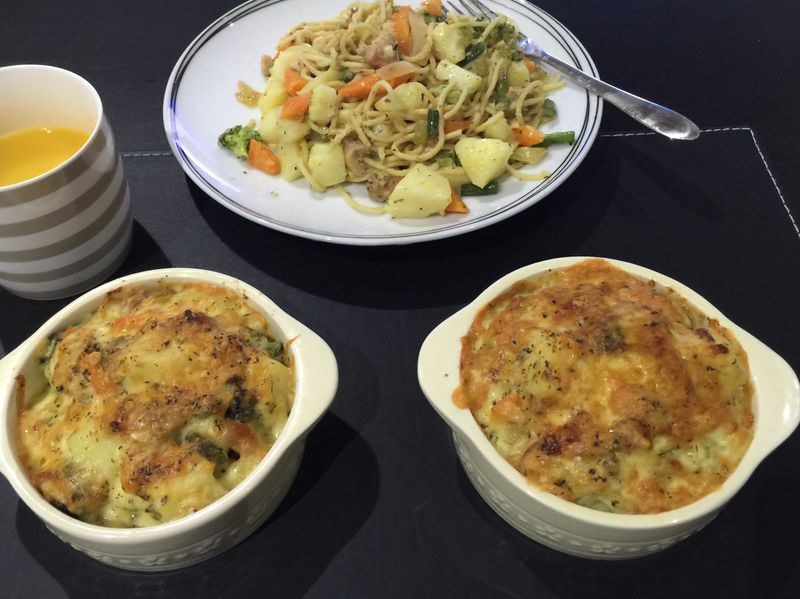 奶油馬鈴薯雞肉蔬菜焗烤麵
