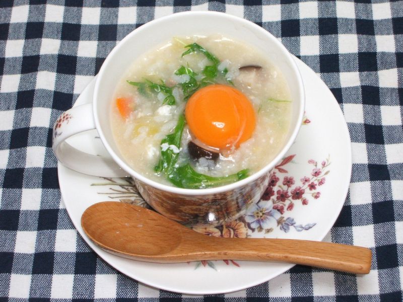 長野家朝食-月見粥
