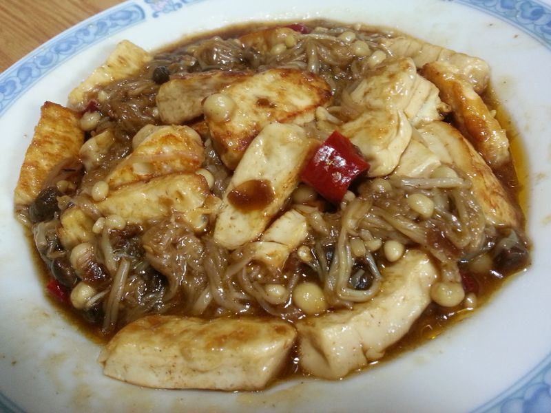 金針菇拌炒豆鼓香豆腐~~^-^(素食)