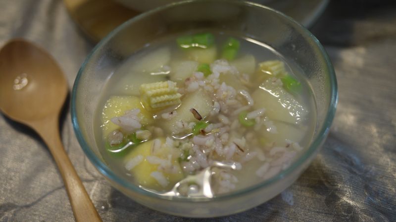 水梨蘋果蜂蜜溫飲/十穀粥