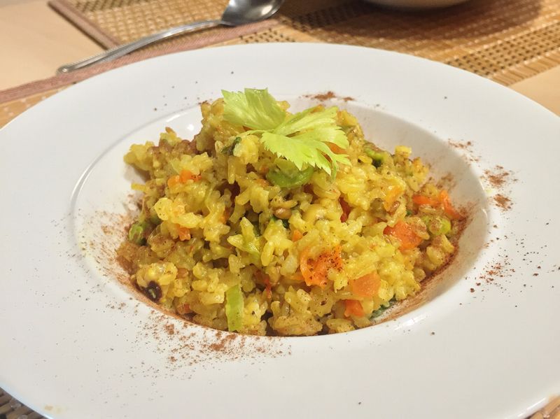 蔬食)簡易電鍋咖喱田園起司燉飯🍳蛋奶素