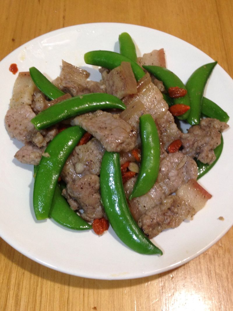 零廚藝～5分鐘料理-甜豆炒鹹豬肉