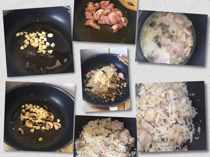 麻油蘑菇蒜頭雞飯