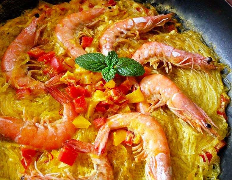 西班牙風鮮蝦粉絲煲♥