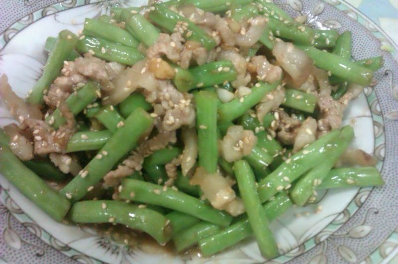五花肉絲炒四季豆