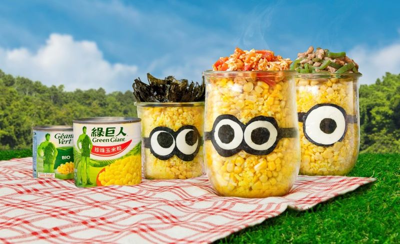 玻璃罐小小兵薑黃玉米飯#綠巨人玉米
