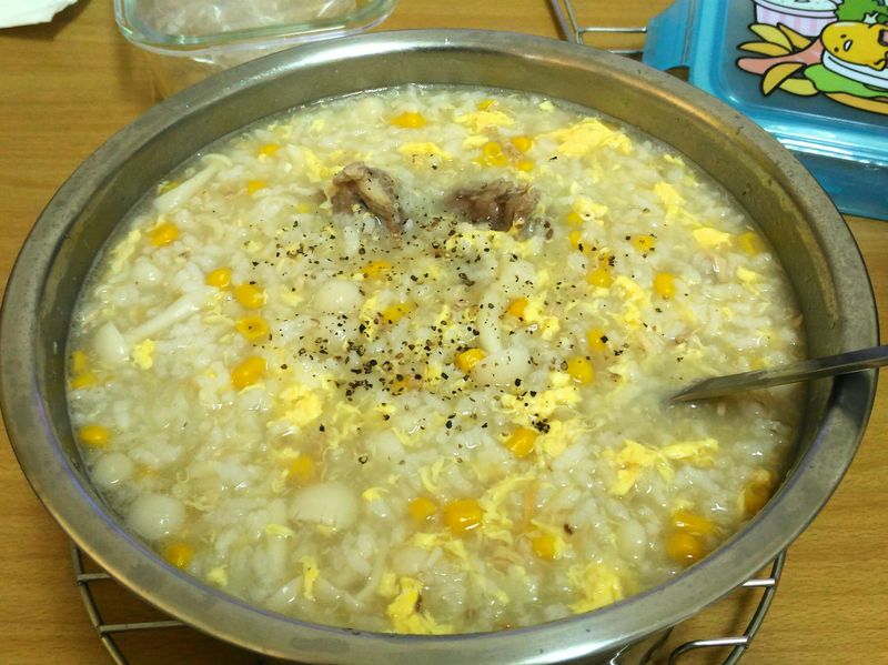 黃金玉米美白菇粥