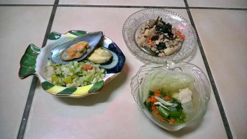 鮮食🐾淡菜義大利麵 打拋豬 空心菜湯