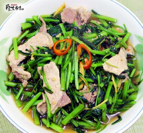 【厚生廚房】空心菜炒肉片