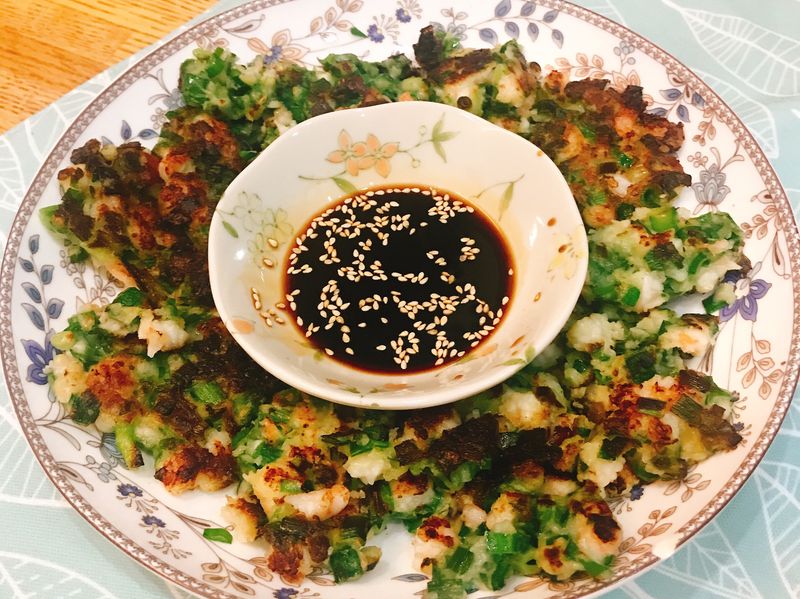 給新手超簡單「韭菜青蔥蝦仁煎餅」✨