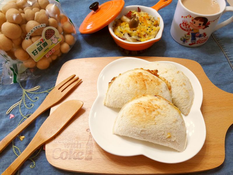 元寶菇溜起司盒＆吐司披薩【好菇道好食光】