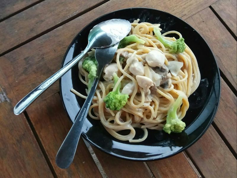 2澳幣之奶油蘑菇雞腿肉義大利麵