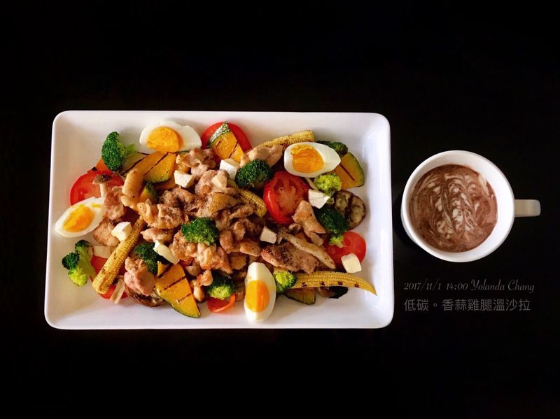 圈媽 香蒜雞腿溫沙拉（烤煎燙三種方式）