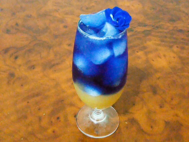 蝶豆花蜜橙汁