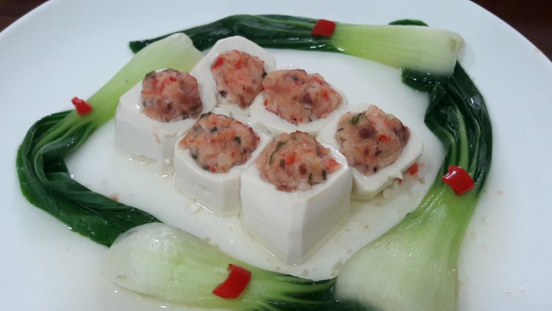 年菜料理~百花鑲豆腐佐青江菜