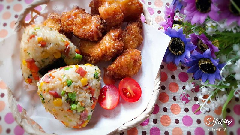 火腿玉米青花菜醬烤飯糰