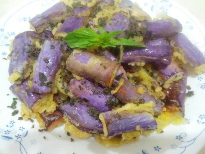 愛烹飪。塔香酥炸茄子