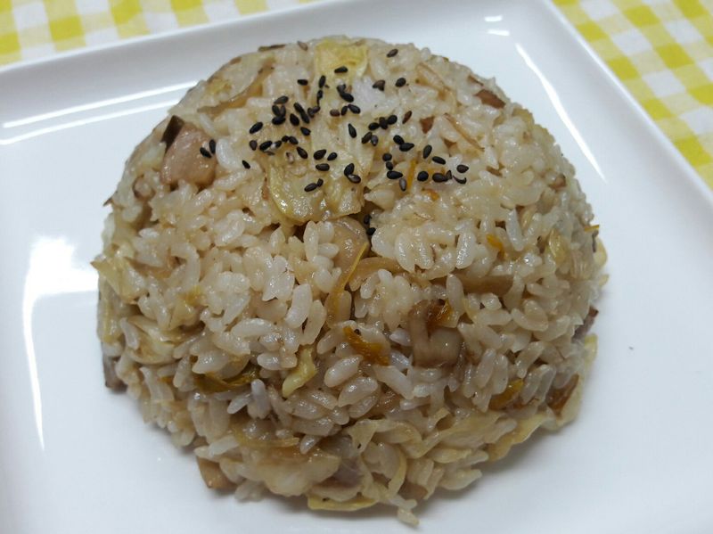 快速美味油飯diy 杏鮑菇高麗菜蝦米