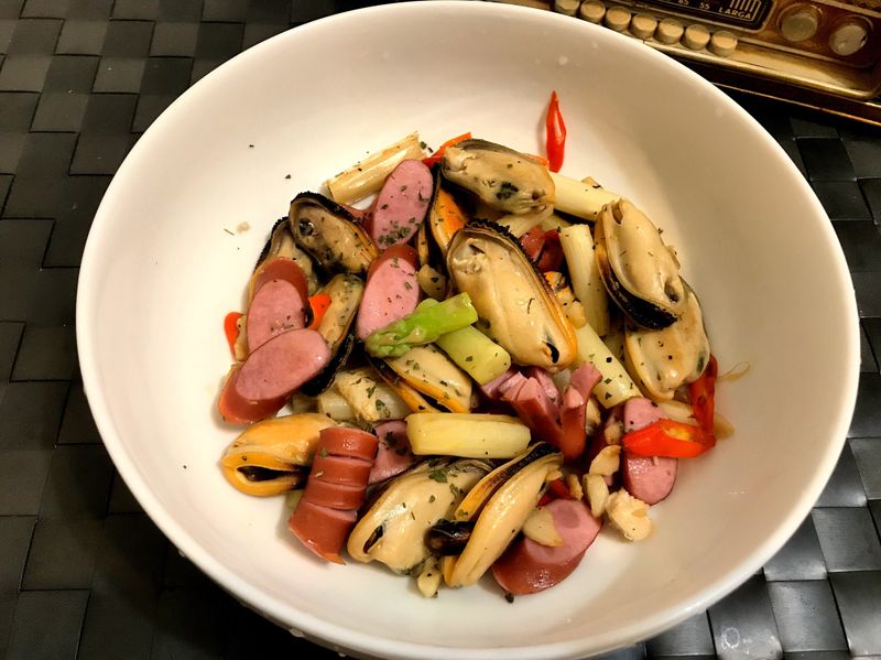 白蘆筍淡菜炒