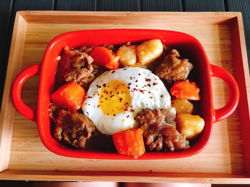 幸せ❤️牛肉咖喱起司飯