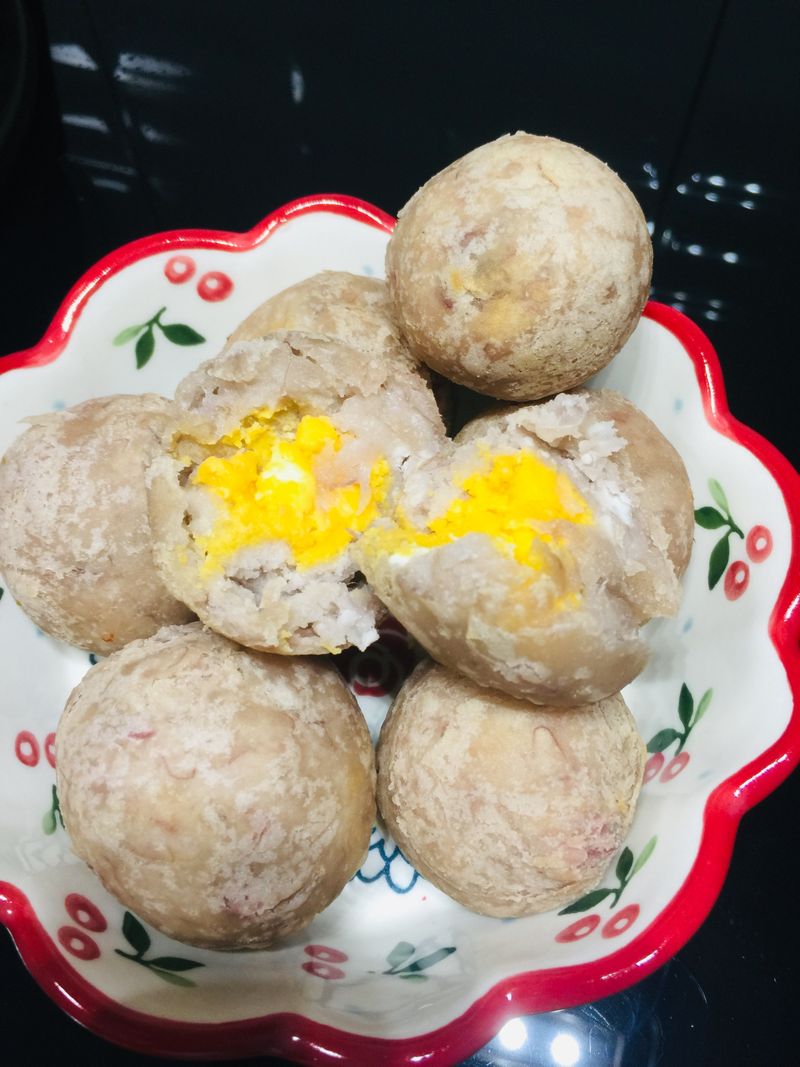 豆漿版~芋頭鹹蛋黃丸子