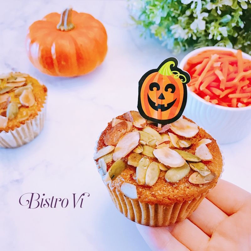 無糖無奶油無麵粉~南瓜紅蘿蔔杯子蛋糕