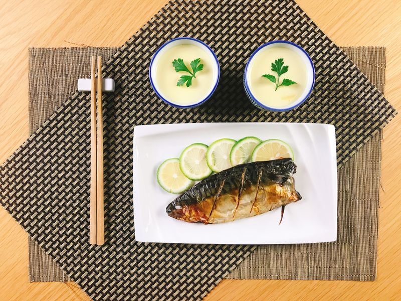 一爐多菜.鹽烤鯖魚+茶碗蒸/水波爐