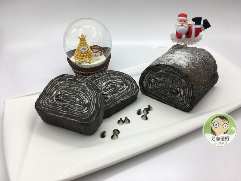 黑可可優格千層蛋糕卷~聖誕節派對點心