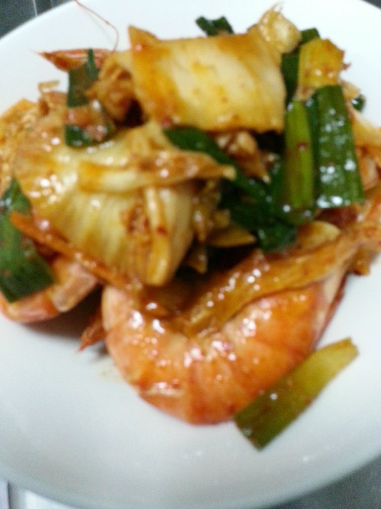 鮮蝦泡菜炒