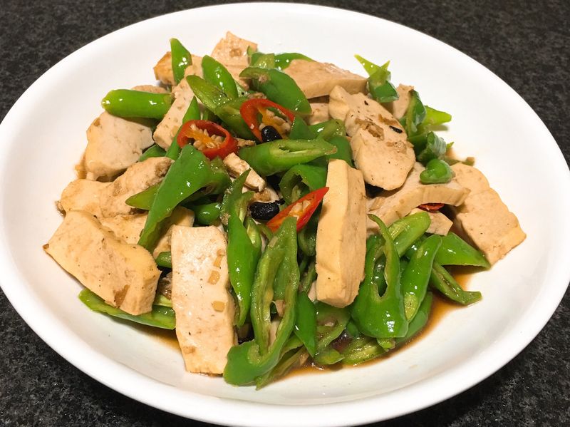 糯米椒炒豆乾～全素