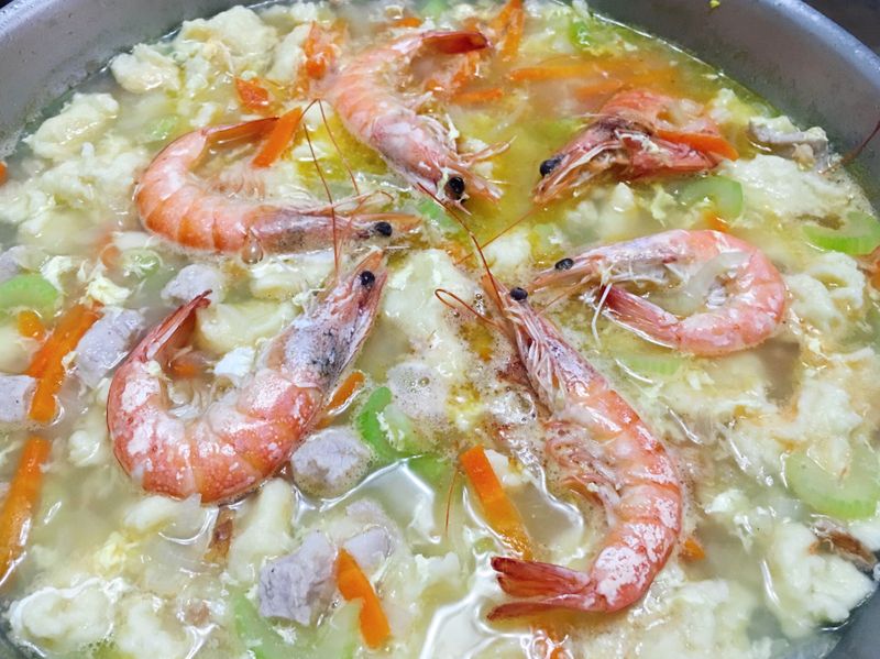 家常鮮蝦麵疙瘩（手揉麵團）