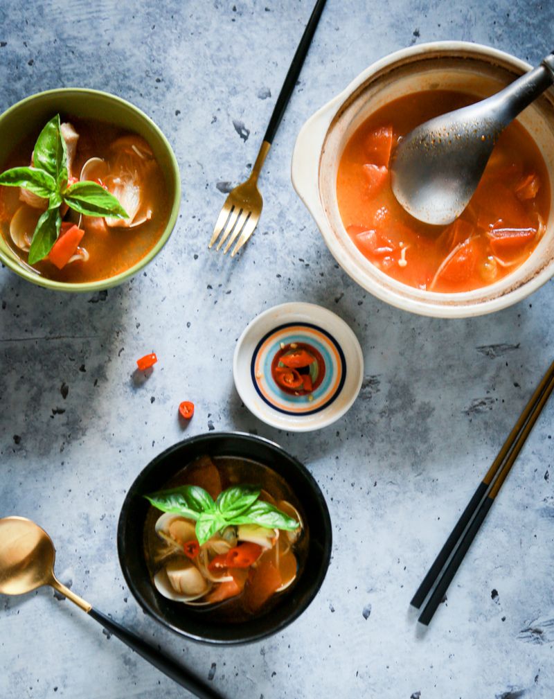 減重好夥伴-蕃茄鮮菇蛤蠣鮭魚湯